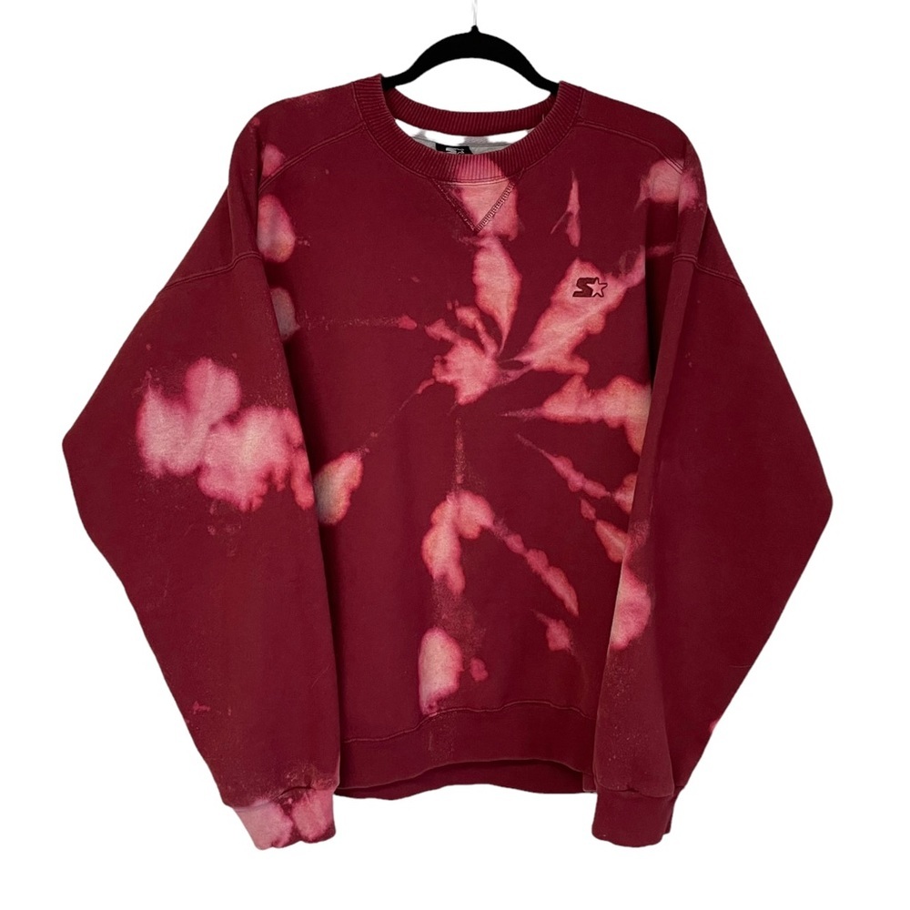 Starter Maroon Custom Tie-Dyed Sweatshirt Large